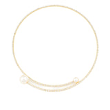 Crystal Coin Single Pearl Collar Gold Tone, White Crystal