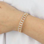 Wide Open Crystal & CZ Baguette Cuff Gold Tone, White Crystal