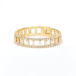 Wide Open Crystal & CZ Baguette Cuff Gold Tone, White Crystal