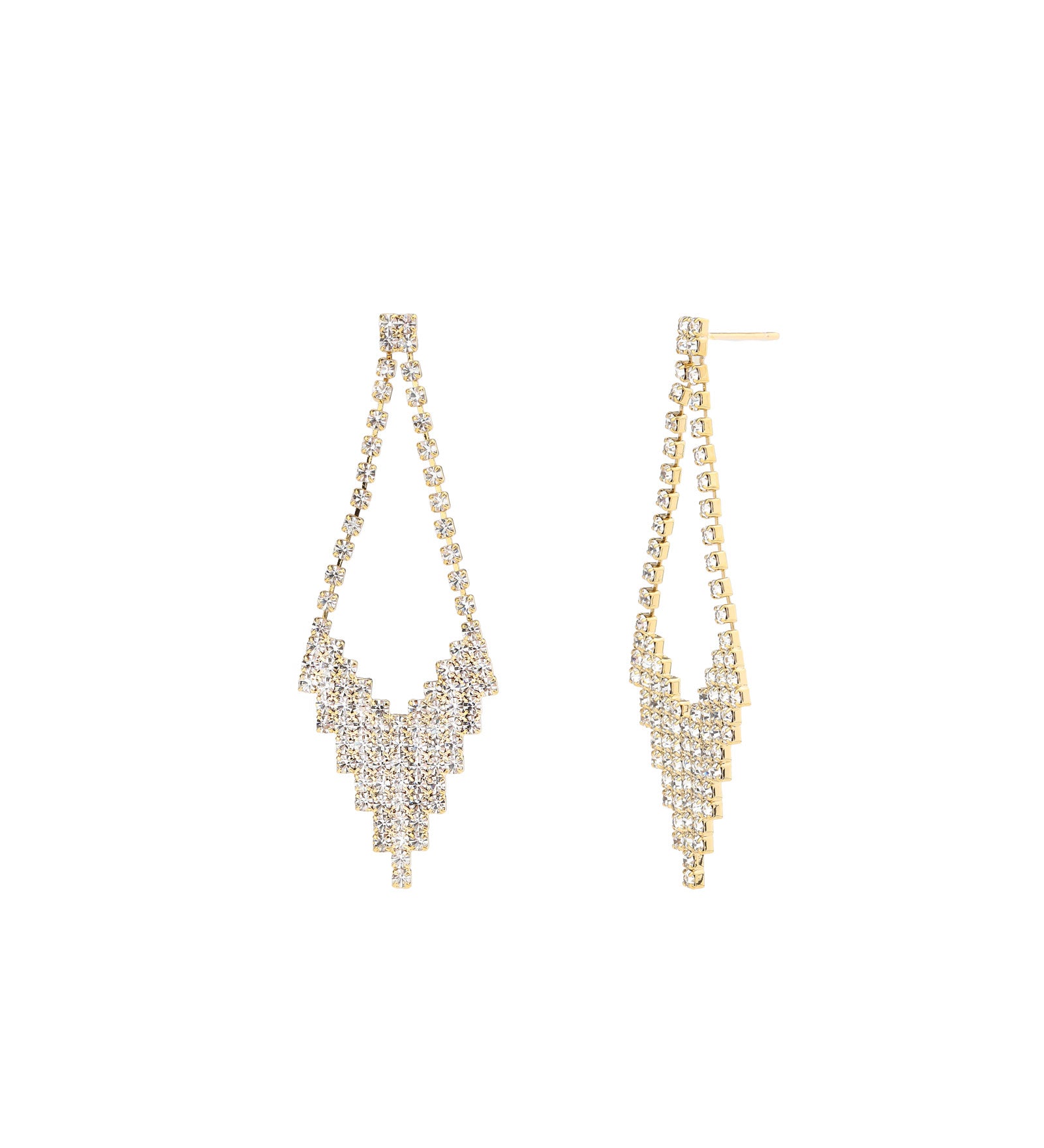 Kite Crystal Studs Gold Tone, White Crystal