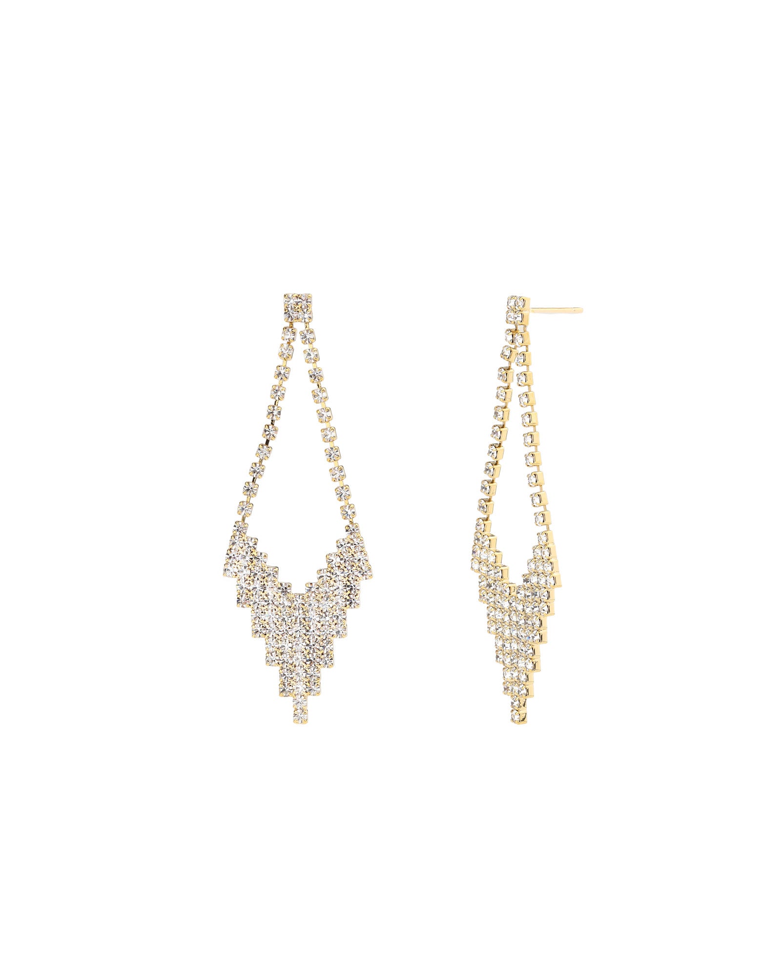 Kite Crystal Studs Gold Tone, White Crystal