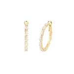 Baguette Crystal Hoop | 34mm Gold Tone, White Crystal