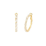 Baguette Crystal Hoop | 34mm Gold Tone, White Crystal