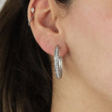 Crystal Hoop | 32mm Silver Tone, White Crystal