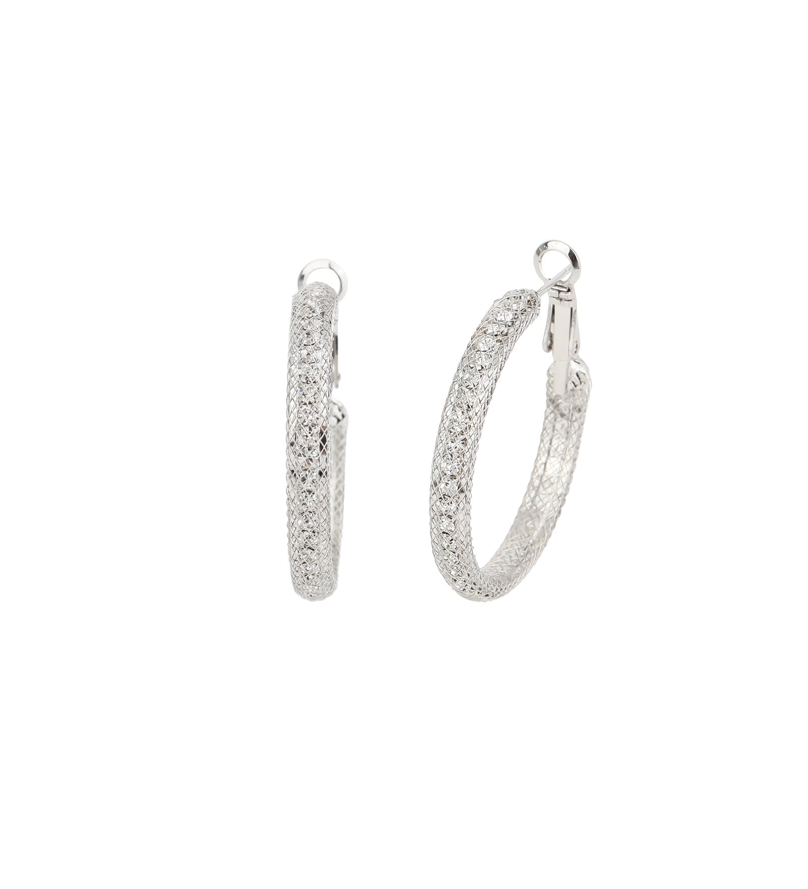 Crystal Hoop | 32mm Silver Tone, White Crystal