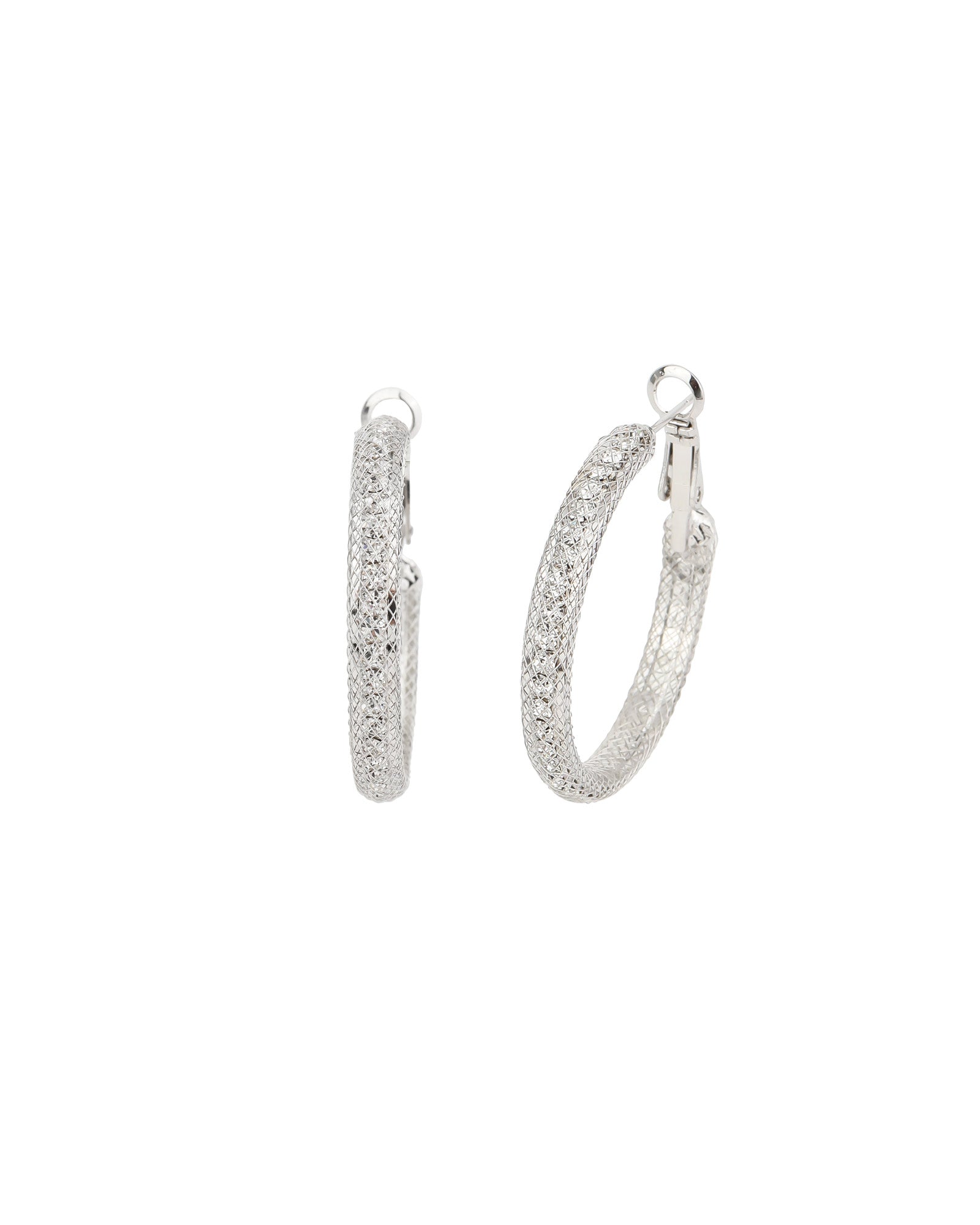 Crystal Hoop | 32mm Silver Tone, White Crystal