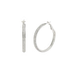 Crystal Hoop | 40mm Silver Tone, White Crystal