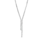 2 Row Crystal Lariat Silver Tone, White Crystal