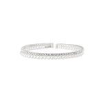 2 Row Crystal Pearl Cuff Silver Tone, White Crystal