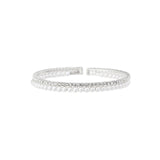 2 Row Crystal Pearl Cuff Silver Tone, White Crystal