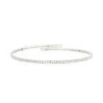 2 Row Crystal Wire Choker Silver Tone, White Crystal