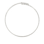 2 Row Crystal Wire Choker Silver Tone, White Crystal