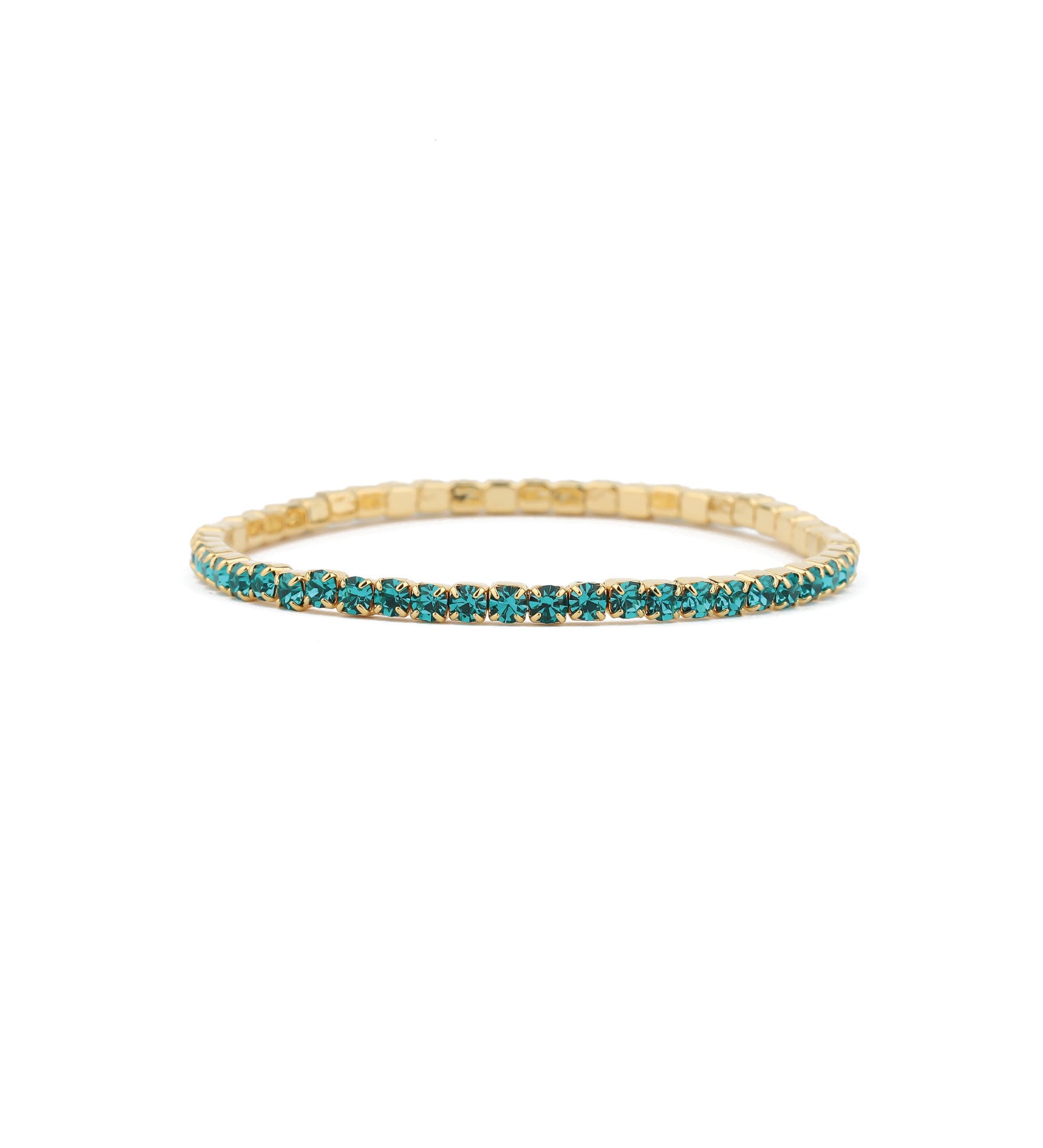 Weekend Ritual-1 Row 3mm Crystal Stretch Bracelet-Bracelets-Gold Tone, Zircon Crystal-Blue Ruby Jewellery-Vancouver Canada