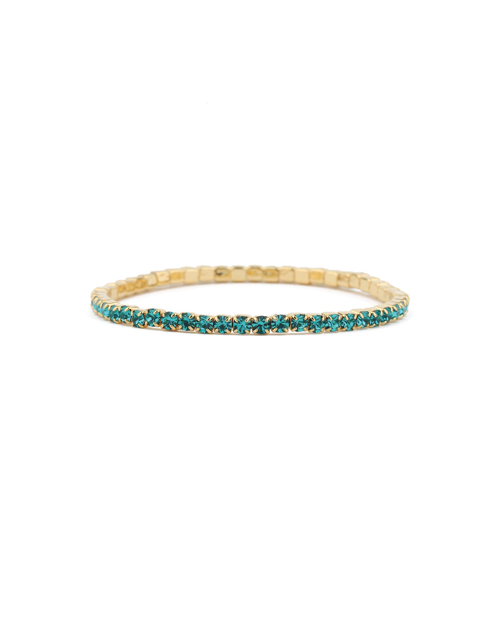 Weekend Ritual-1 Row 3mm Crystal Stretch Bracelet-Bracelets-Gold Tone, Zircon Crystal-Blue Ruby Jewellery-Vancouver Canada