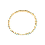 1 Row 3mm Crystal Stretch Bracelet Gold Tone, Aquamarine Crystal