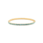 1 Row 3mm Crystal Stretch Bracelet Gold Tone, Aquamarine Crystal