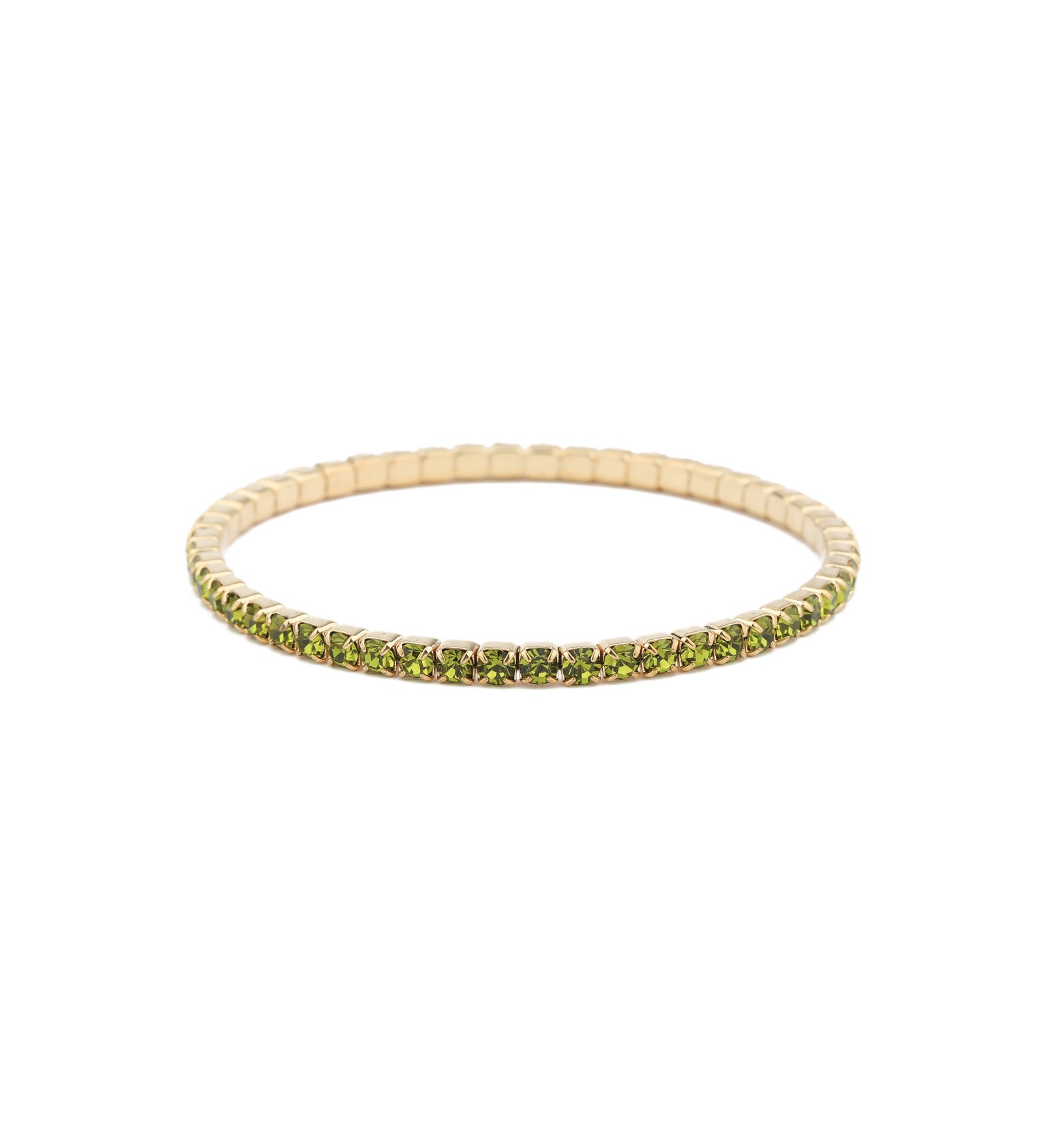 1 Row 3mm Crystal Stretch Bracelet Gold Tone, Olive Crystal