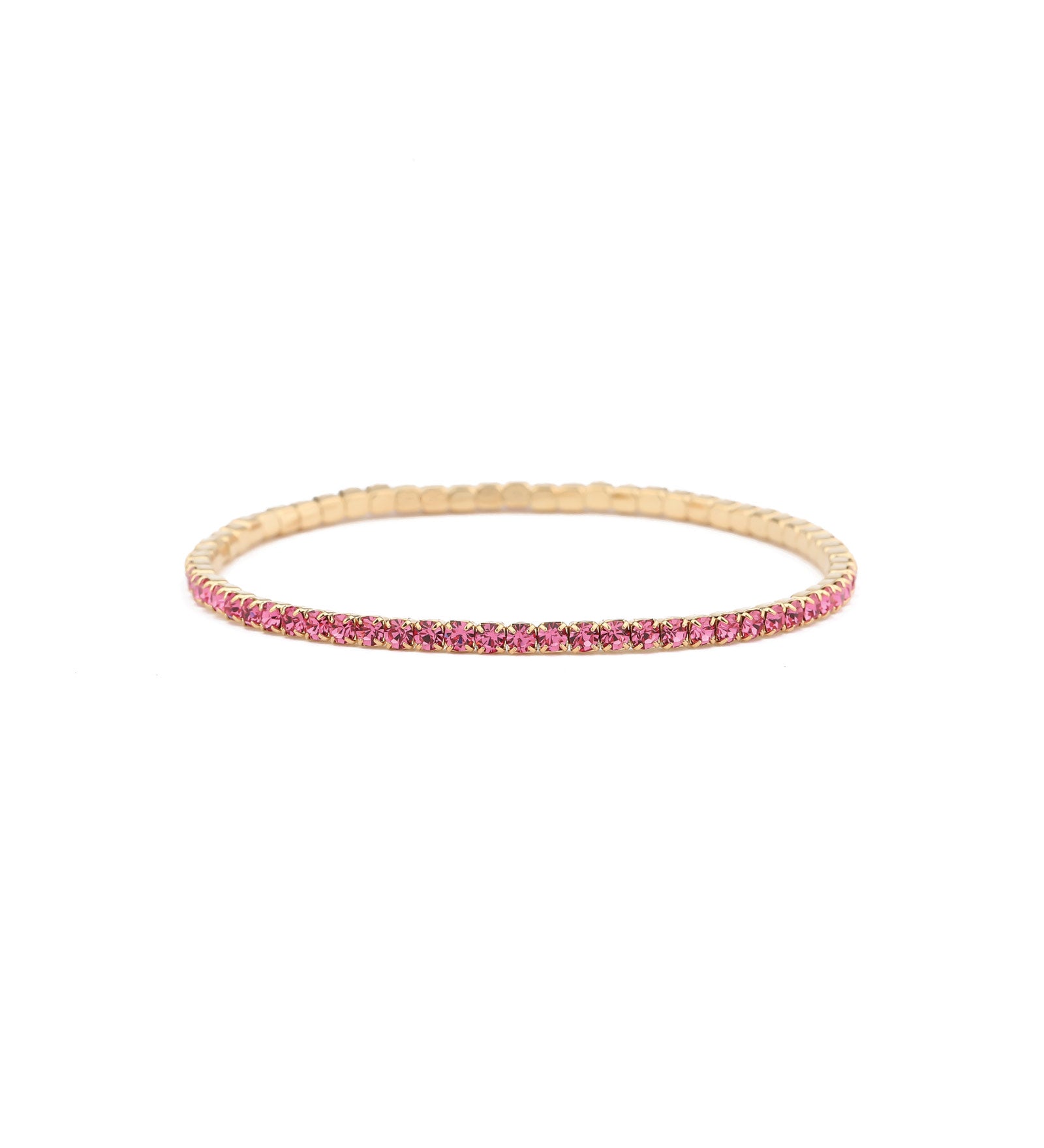 1 Row 2.5mm CZ Stretch Bracelet Gold Tone, Dark Pink Cubic Zirconia