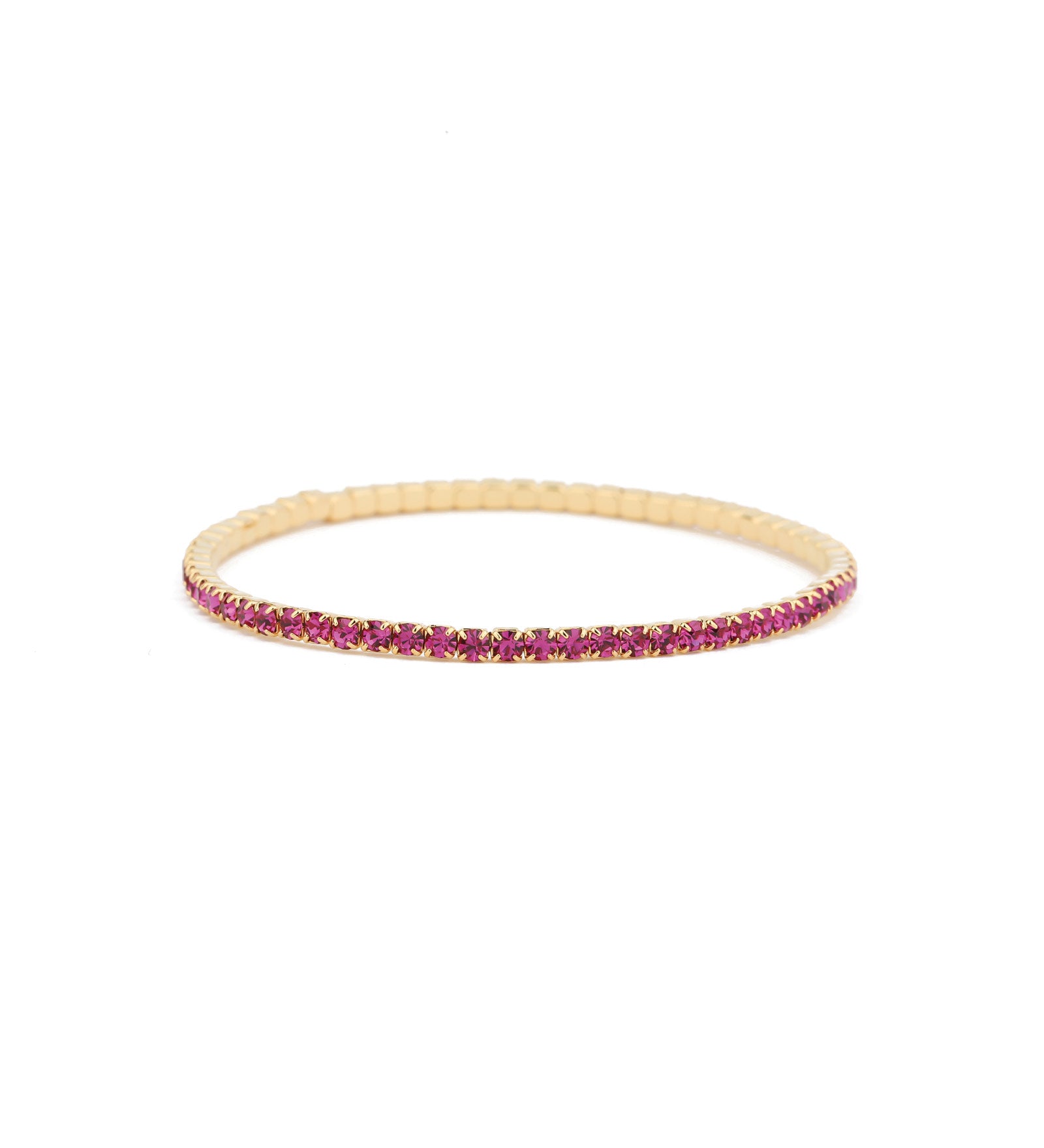 1 Row 2.5mm CZ Stretch Bracelet Gold Tone, Fushia Cubic Zirconia