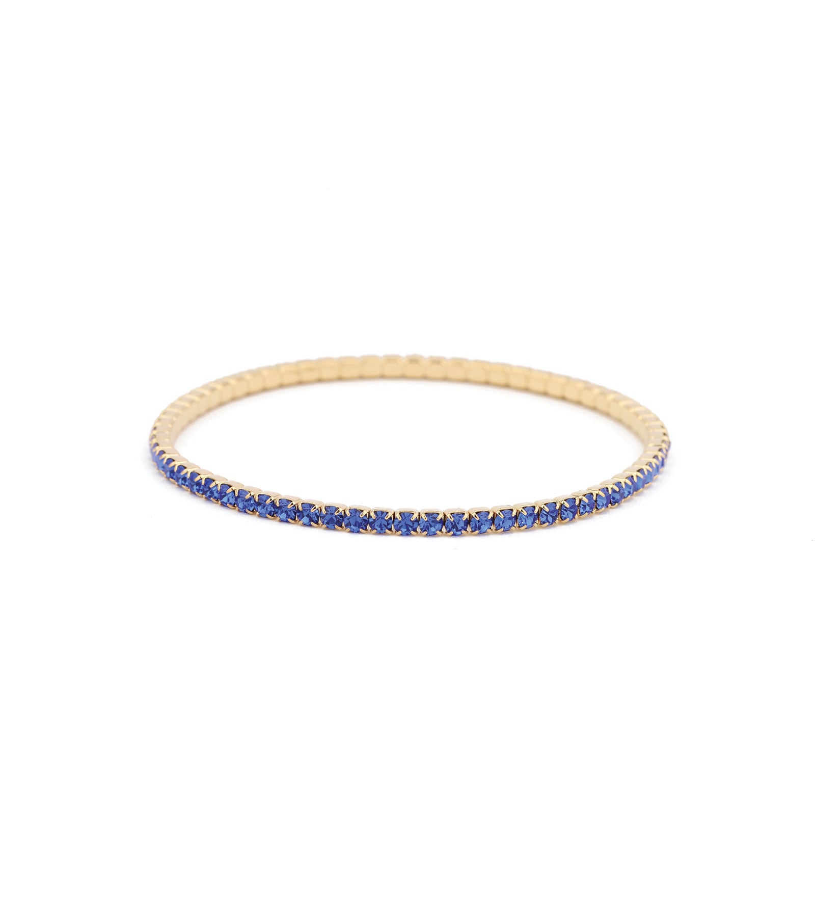 1 Row 2.5mm CZ Stretch Bracelet Gold Tone, Sapphire Cubic Zirconia