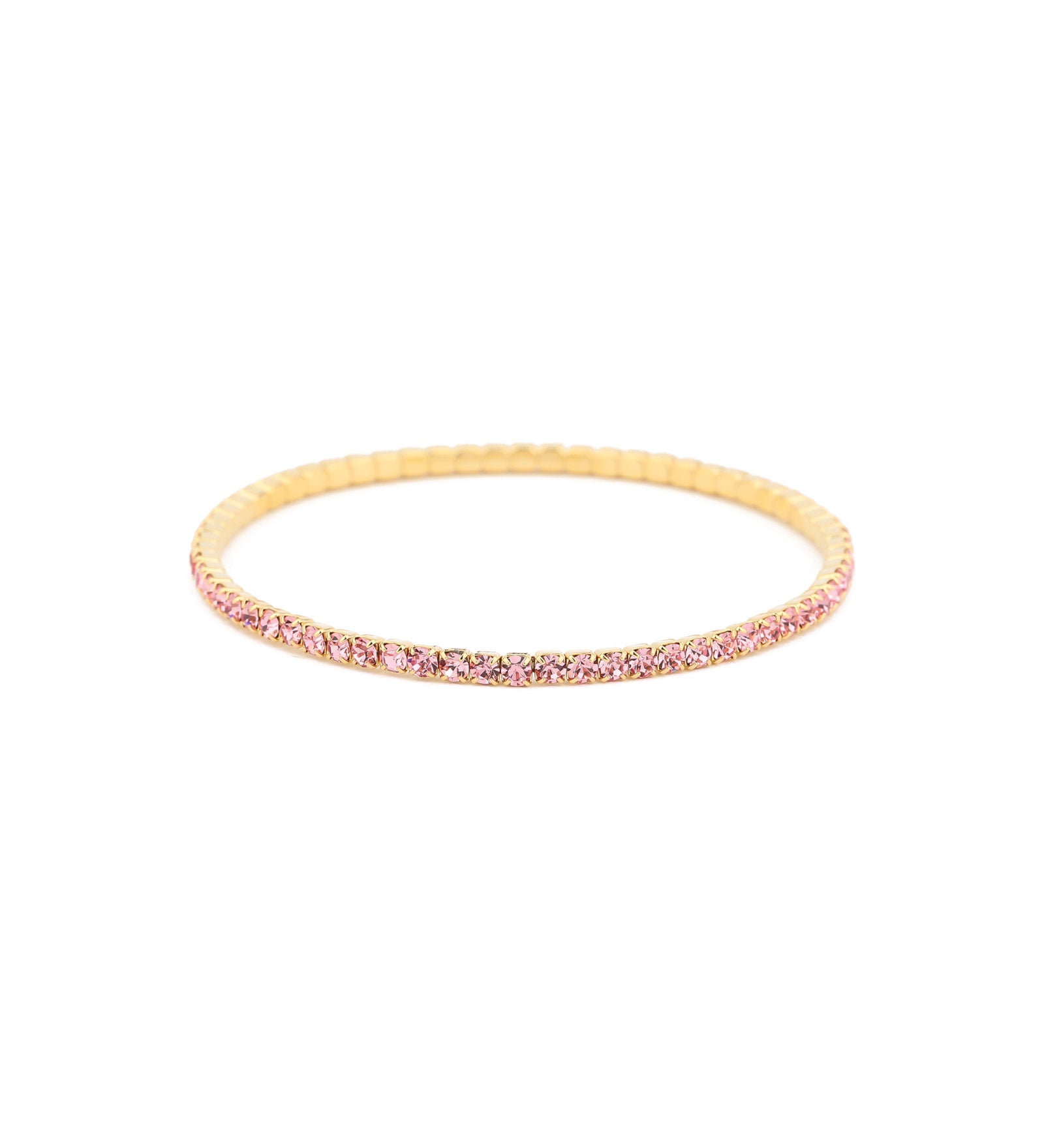 1 Row 2.5mm CZ Stretch Bracelet Gold Tone, Light Pink Cubic Zirconia