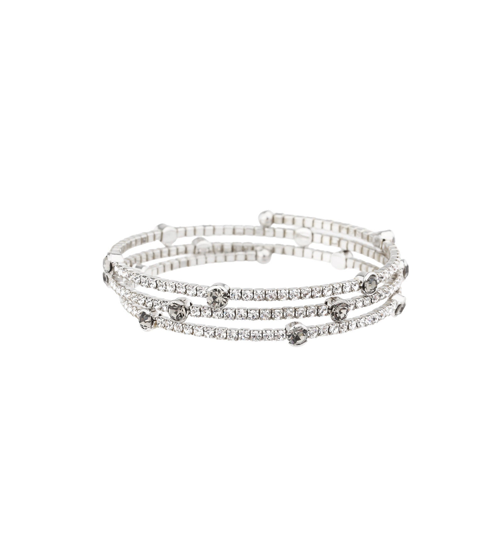 3 Wrap Crystal Bracelet Silver Tone, White Crystal