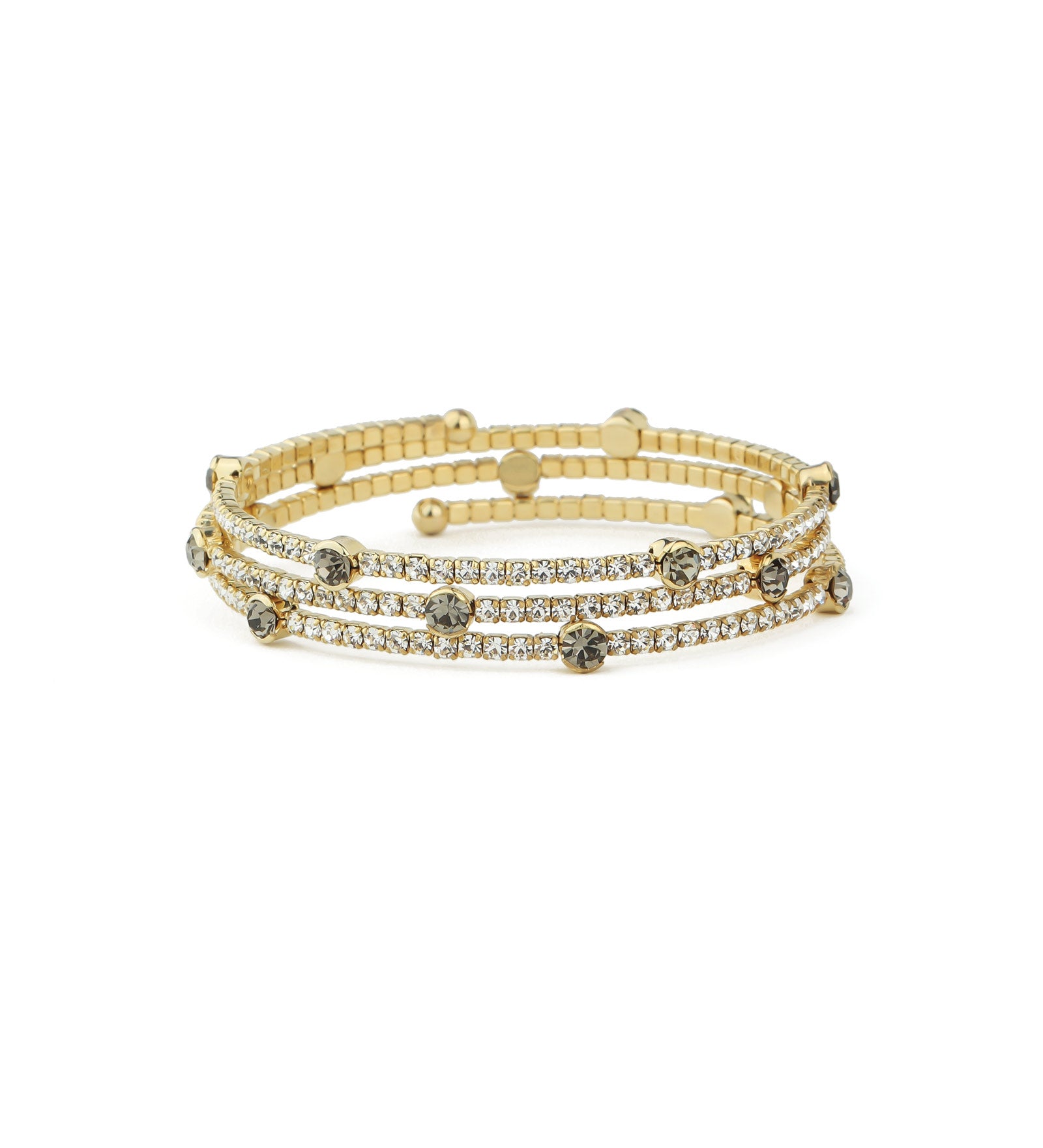 Weekend Ritual-3 Wrap Crystal Bracelet-Bracelets-Gold Tone, White Crystal-Blue Ruby Jewellery-Vancouver Canada