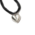 Joni Necklace Sterling Silver, Black Silk Cord