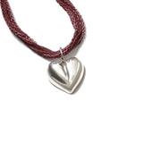 Joni Necklace Sterling Silver, Red Silk Cord