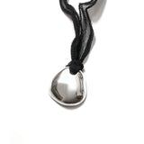 Petal Necklace Sterling Silver, Black Silk Cord