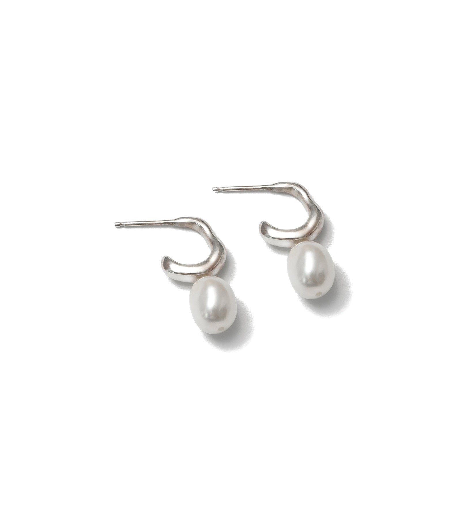 Emmy Earrings Sterling Silver, White Pearl