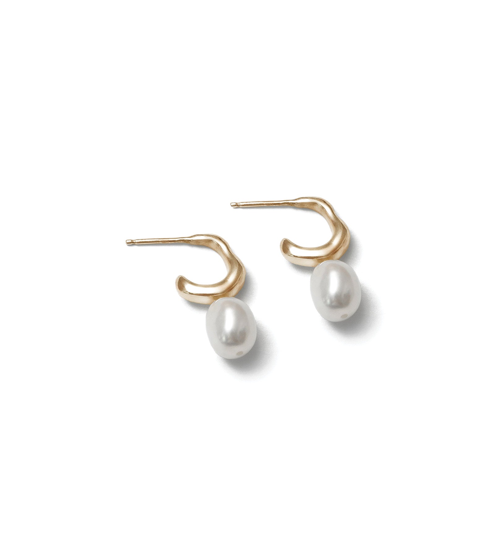 Emmy Earrings 14k Gold Plated, White Pearl