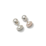 Organic Pearl Studs Sterling Silver, White Pearl