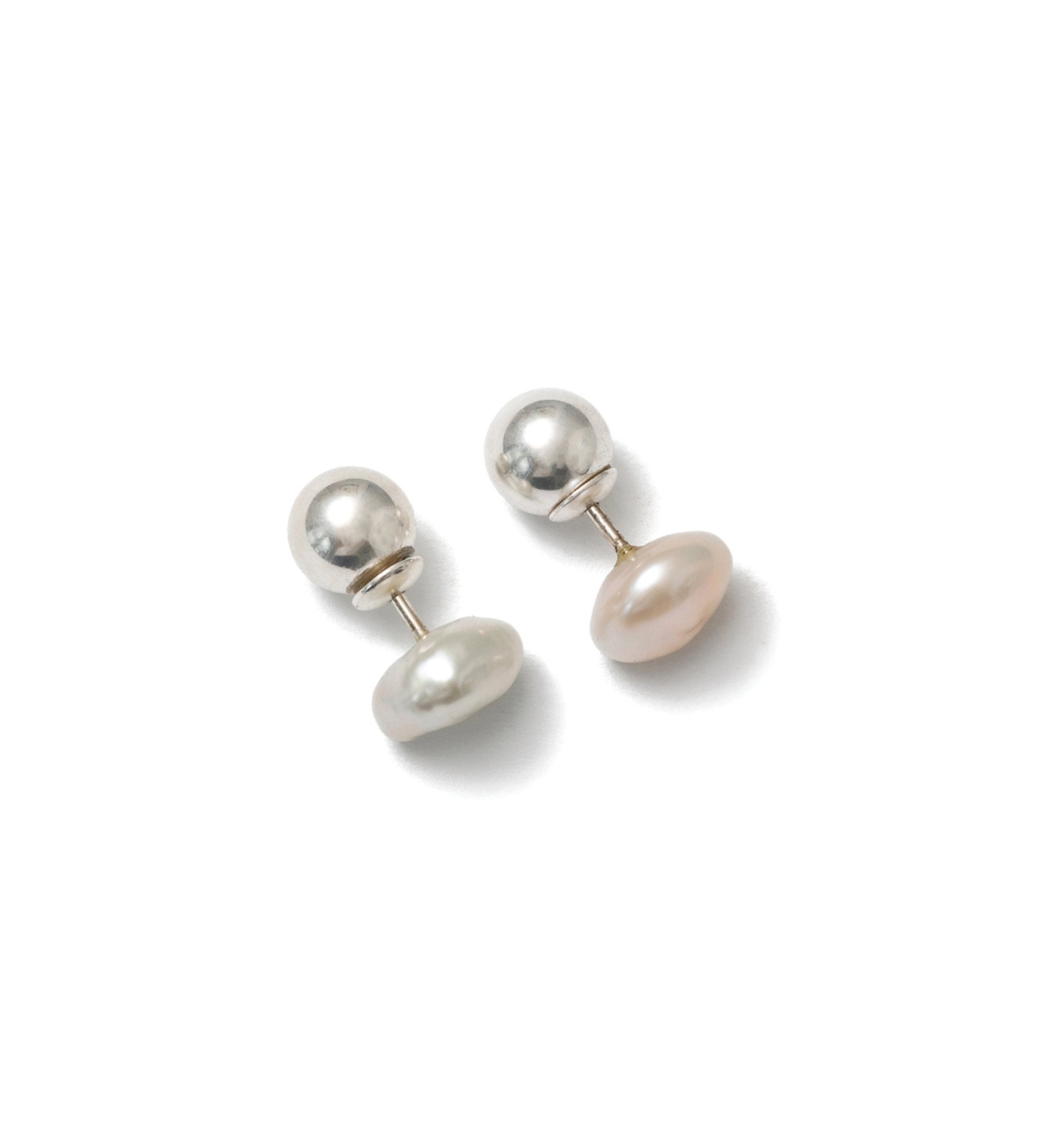 Organic Pearl Studs Sterling Silver, White Pearl