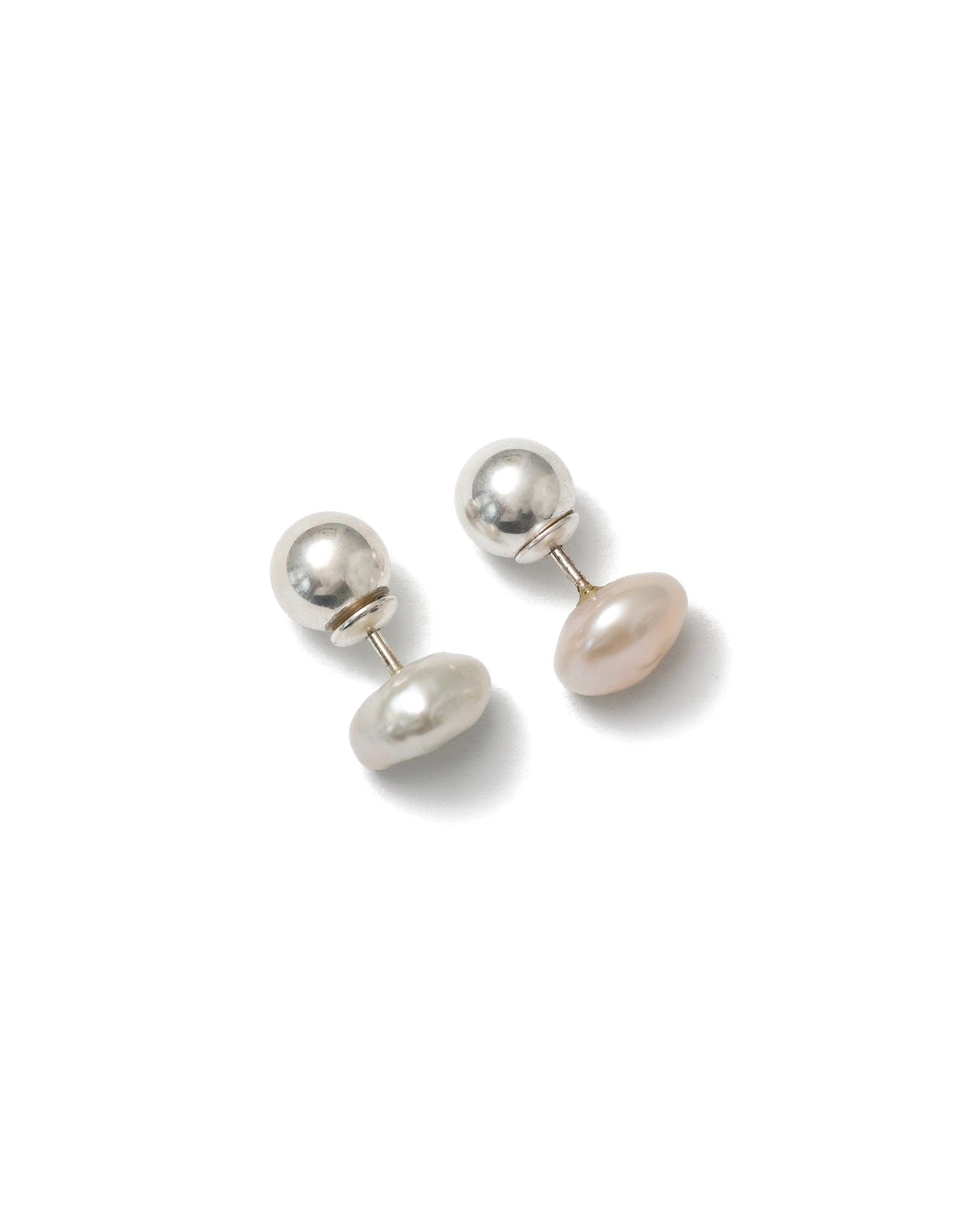 Organic Pearl Studs Sterling Silver, White Pearl