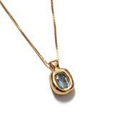 Freya Necklace 14k Gold Plated, Synthetic Aquamarine