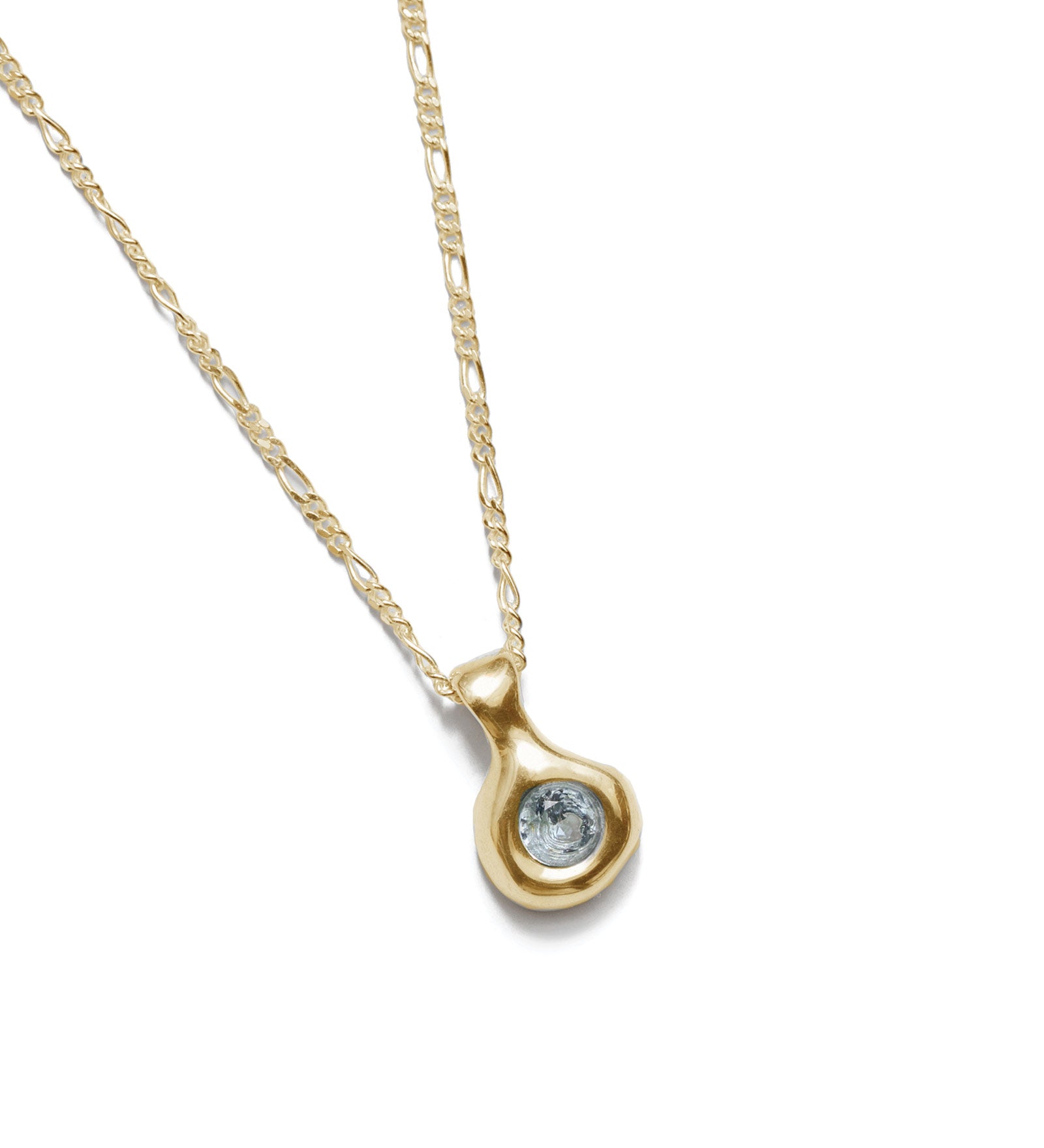 Liv Necklace 14k Gold Plated, Synthetic Aquamarine