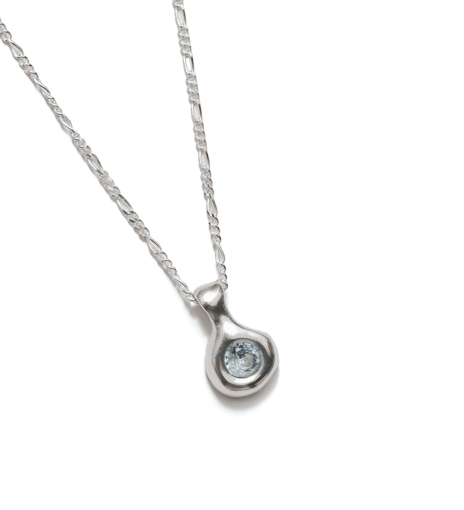 Liv Necklace Sterling Silver, Synthetic Aquamarine