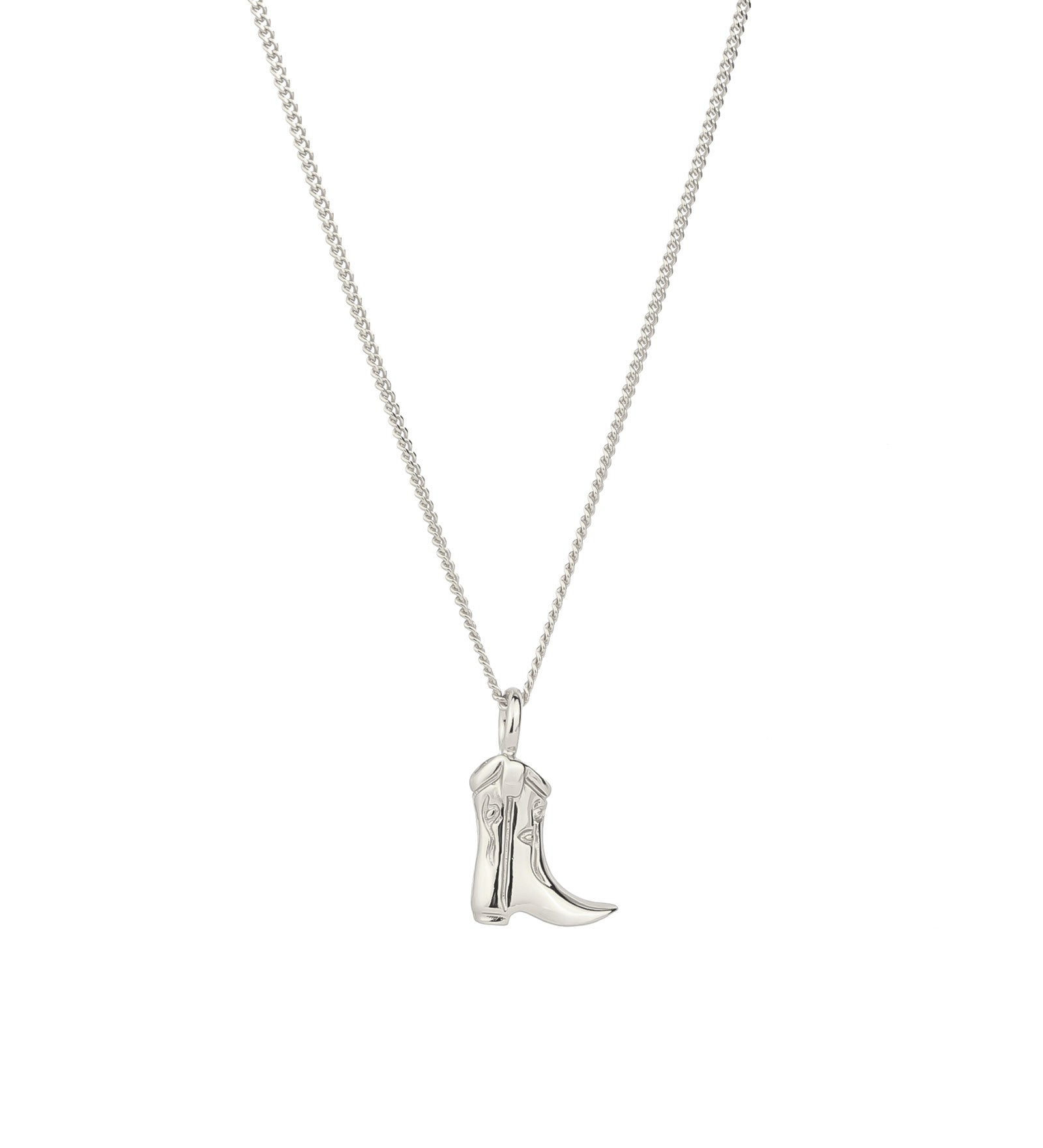 Mini Cowboy Boot Necklace Sterling Silver