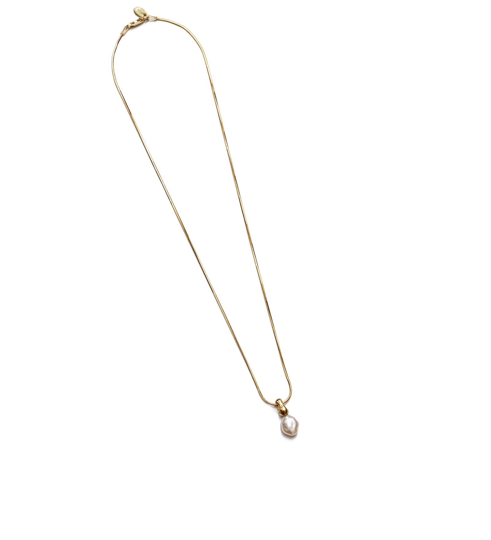 Emmy Necklace 14k Gold Plated, White Pearl