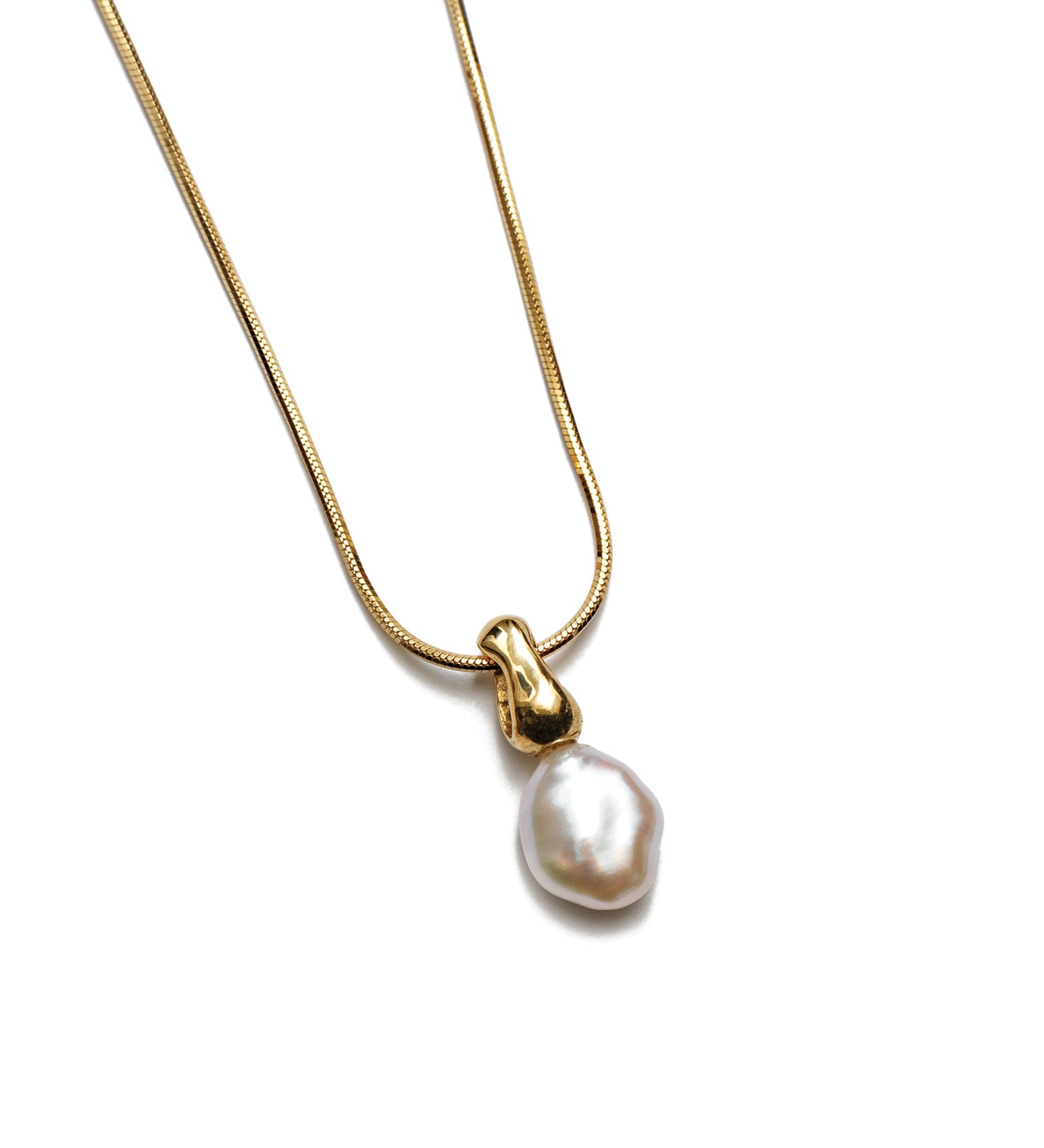 Emmy Necklace 14k Gold Plated, White Pearl