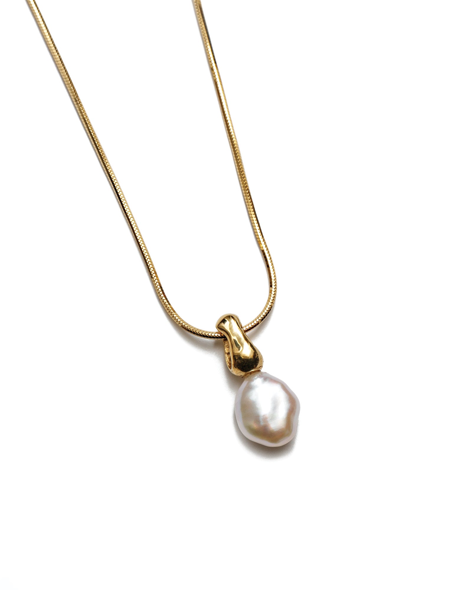 Emmy Necklace 14k Gold Plated, White Pearl