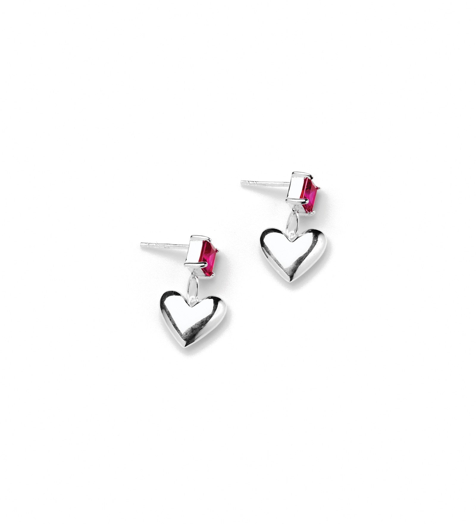 Emilia Earrings Sterling Silver, Ruby