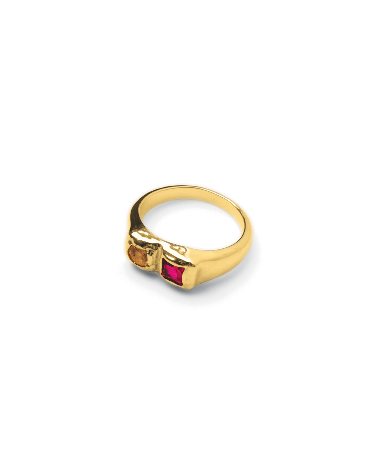 Bryce Ring 14k Gold Plated, Ruby, Pink Quartz / 5