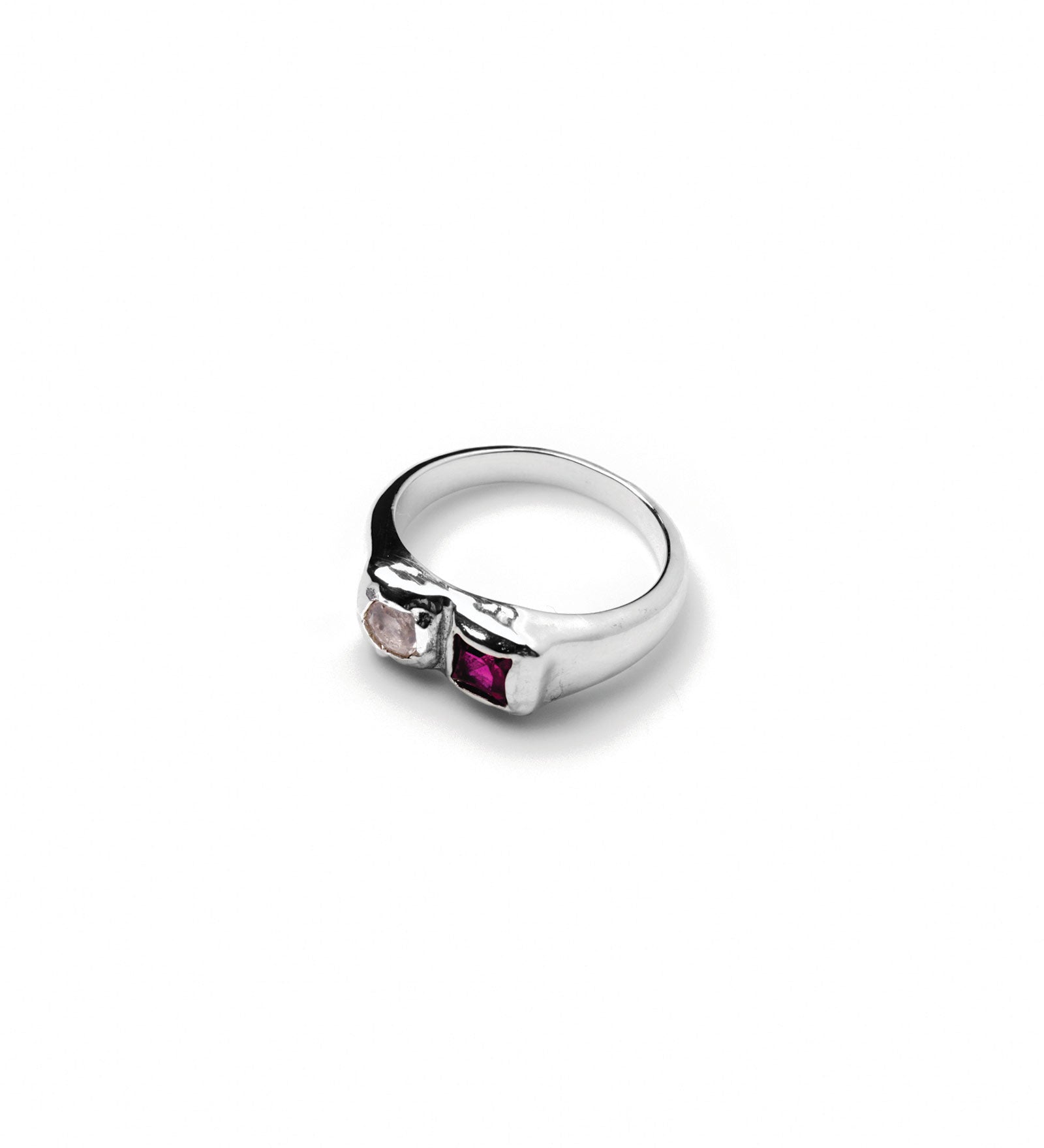 Bryce Ring Sterling Silver, Ruby, Pink Quartz / 5