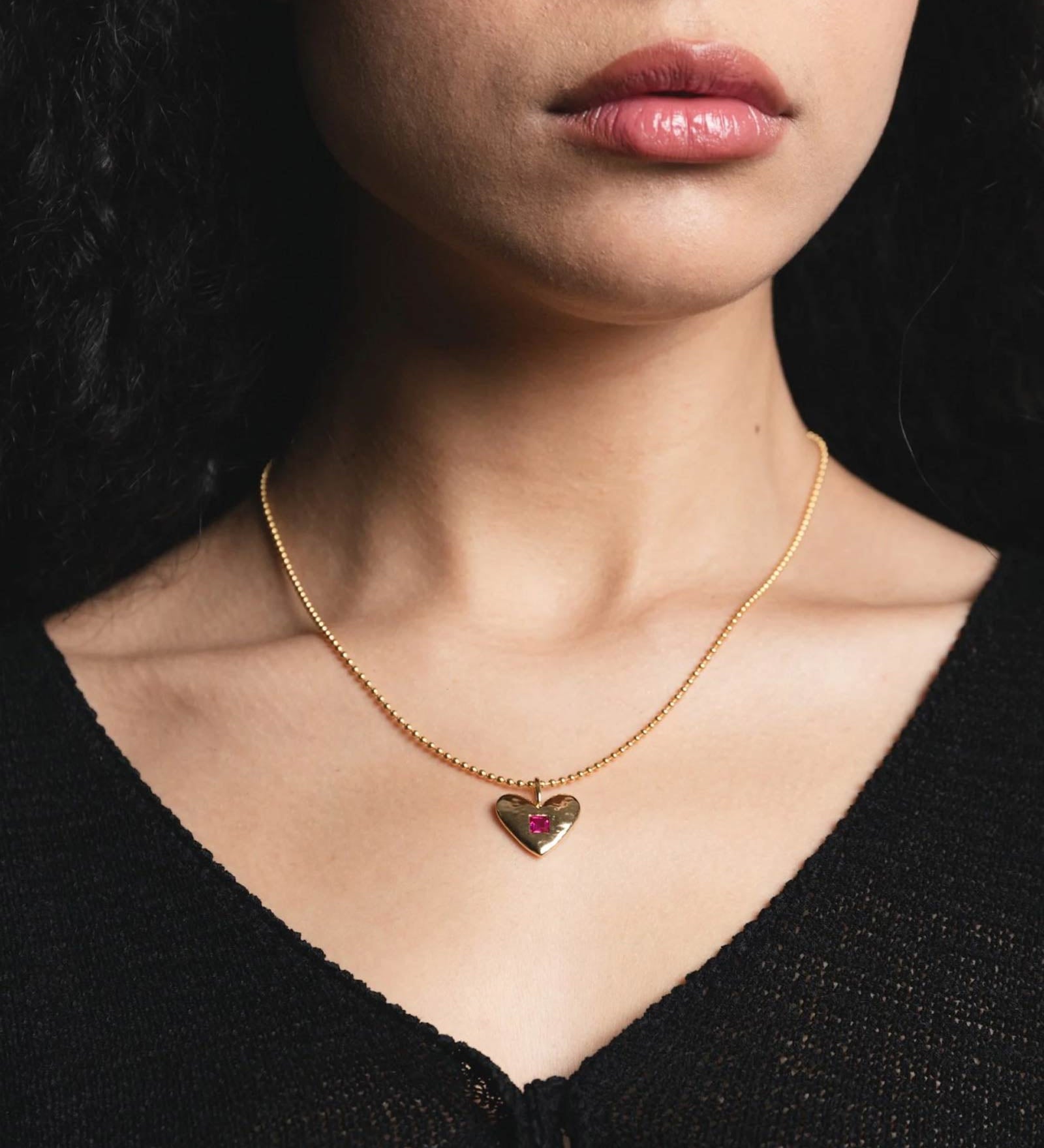 Isabel Necklace 14k Gold Plated, Ruby