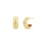 Zoe Chicco-Diamond Wide Chubby Hoops-Earrings-14k Yellow Gold, Diamond-Blue Ruby Jewellery-Vancouver Canada