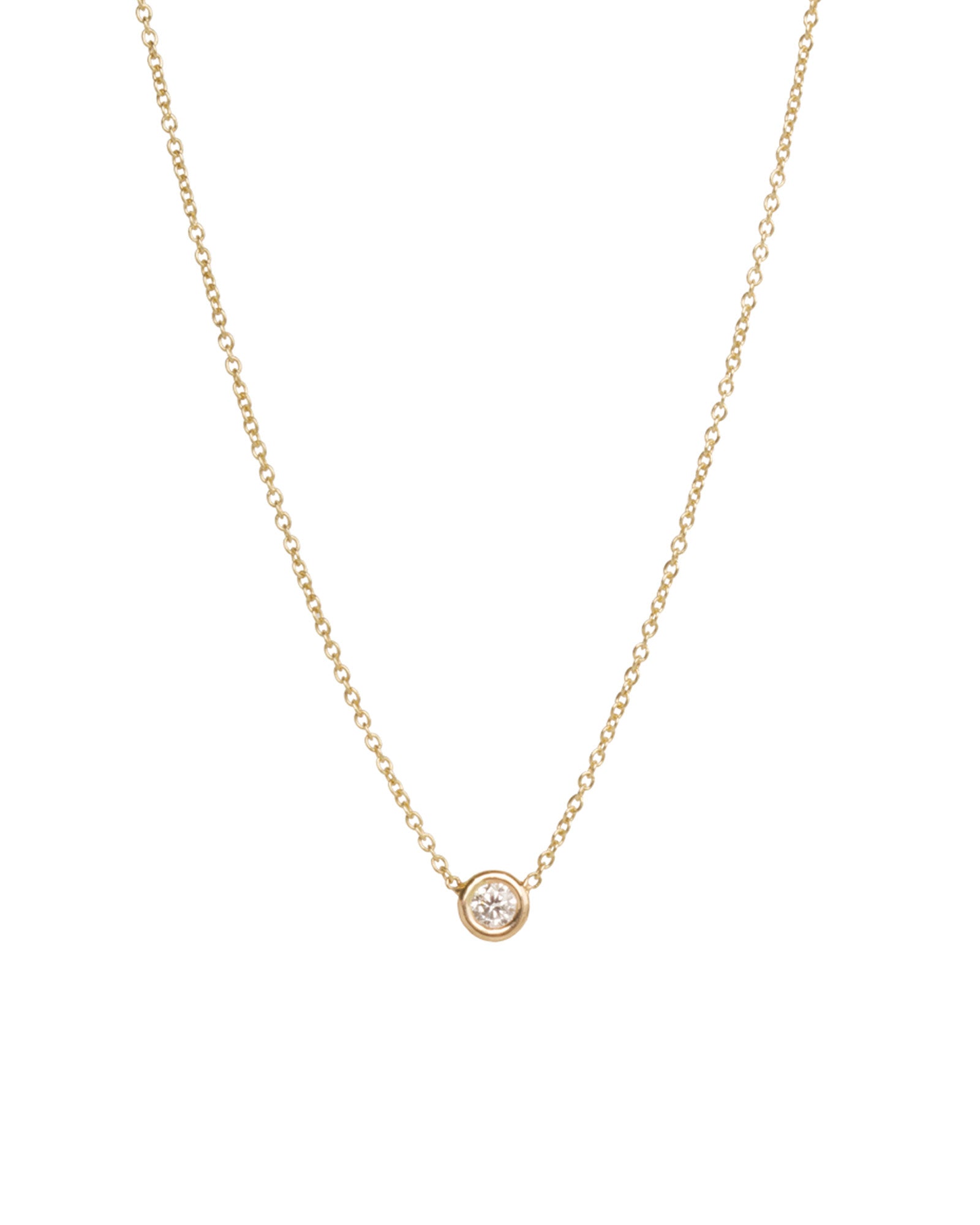 Bezel Diamond Necklace 14k Yellow Gold, Diamond