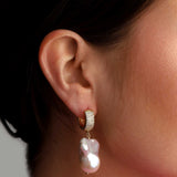 Martha Calvo-Alix Pearl Earrings-Earrings-14k Gold Plated, Cubic Zirconia-Blue Ruby Jewellery-Vancouver Canada