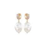 Martha Calvo-Alix Pearl Earrings-Earrings-14k Gold Plated, Cubic Zirconia-Blue Ruby Jewellery-Vancouver Canada